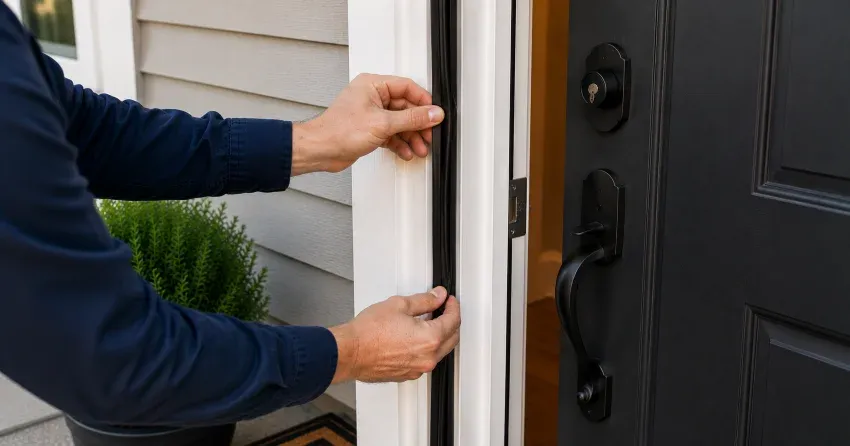 technician performing light test on door seal in Orr Lake, Springwater