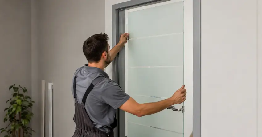 frosted glass interior door panel installation in Springwater