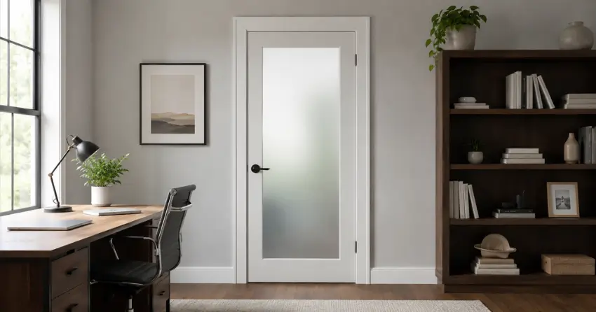frosted interior door installed in home office in Springwater