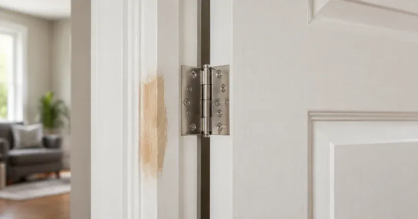 technician checking a warped door against a straightedge in Elmvale, Springwater